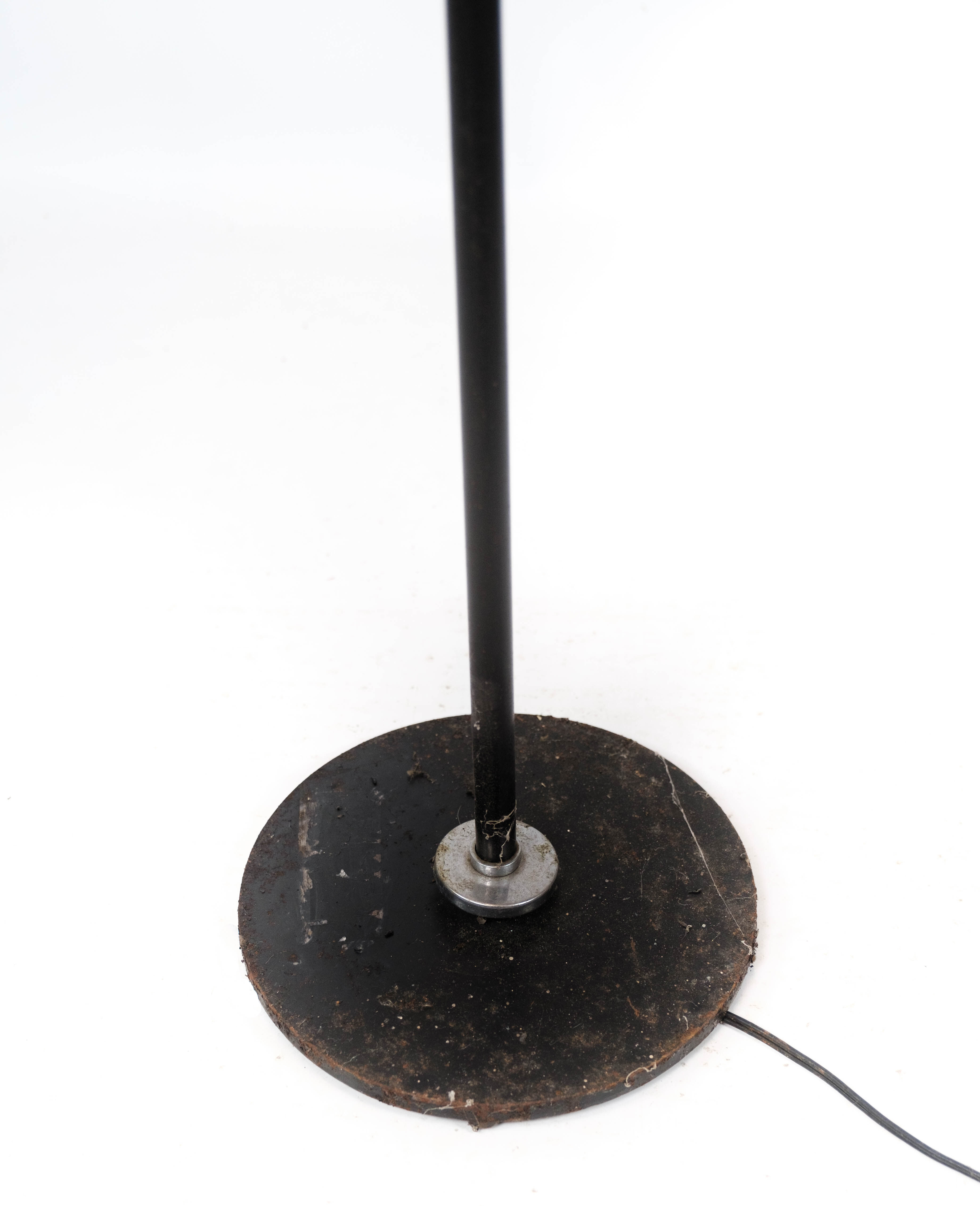 Floor lamp of chrome and black painted metal of Danish design, 1970s