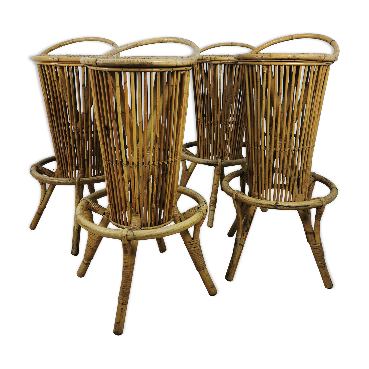 Rattan bar stools 60s