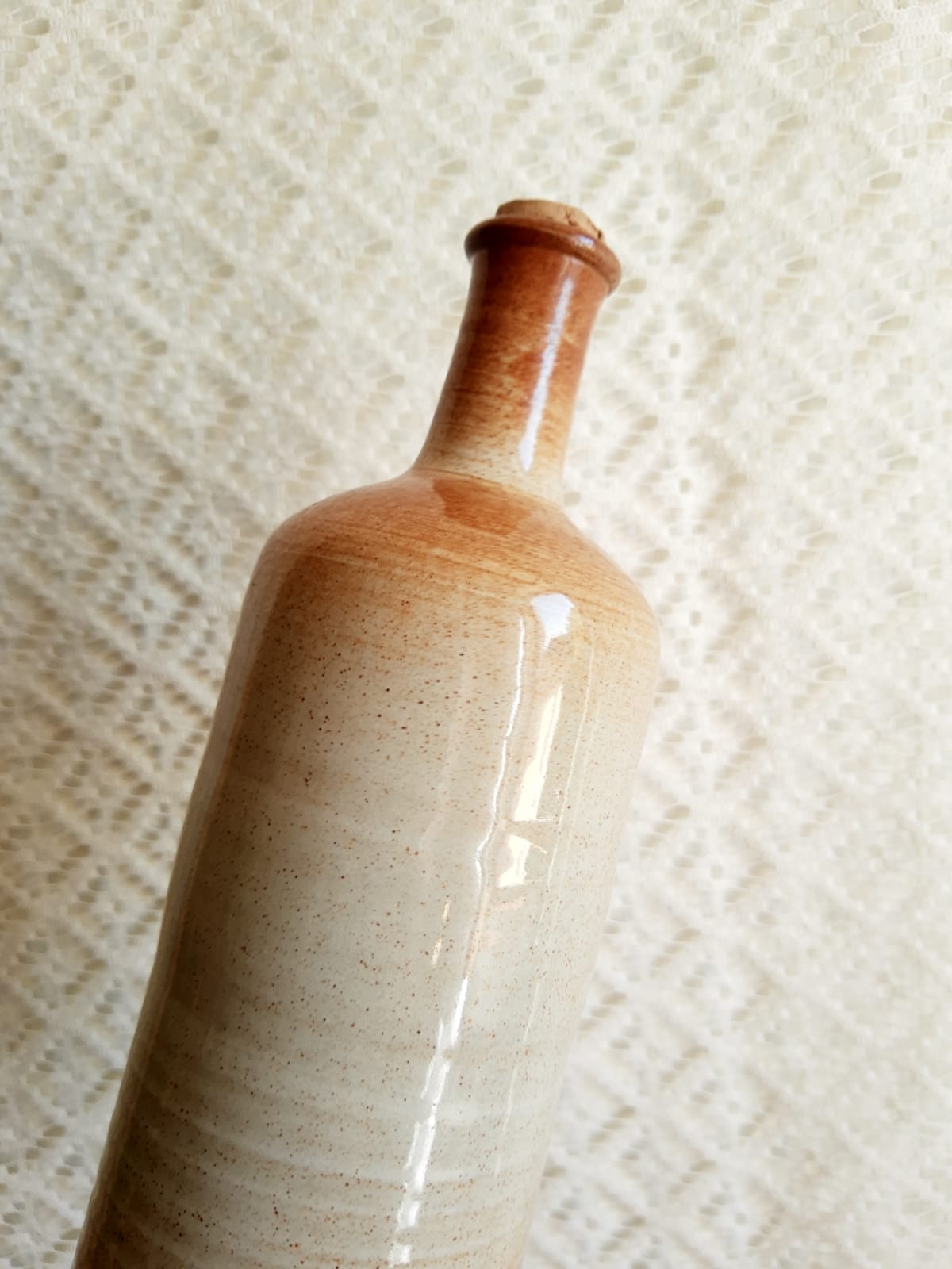 Vintage Mongolfier stoneware brandy bottle