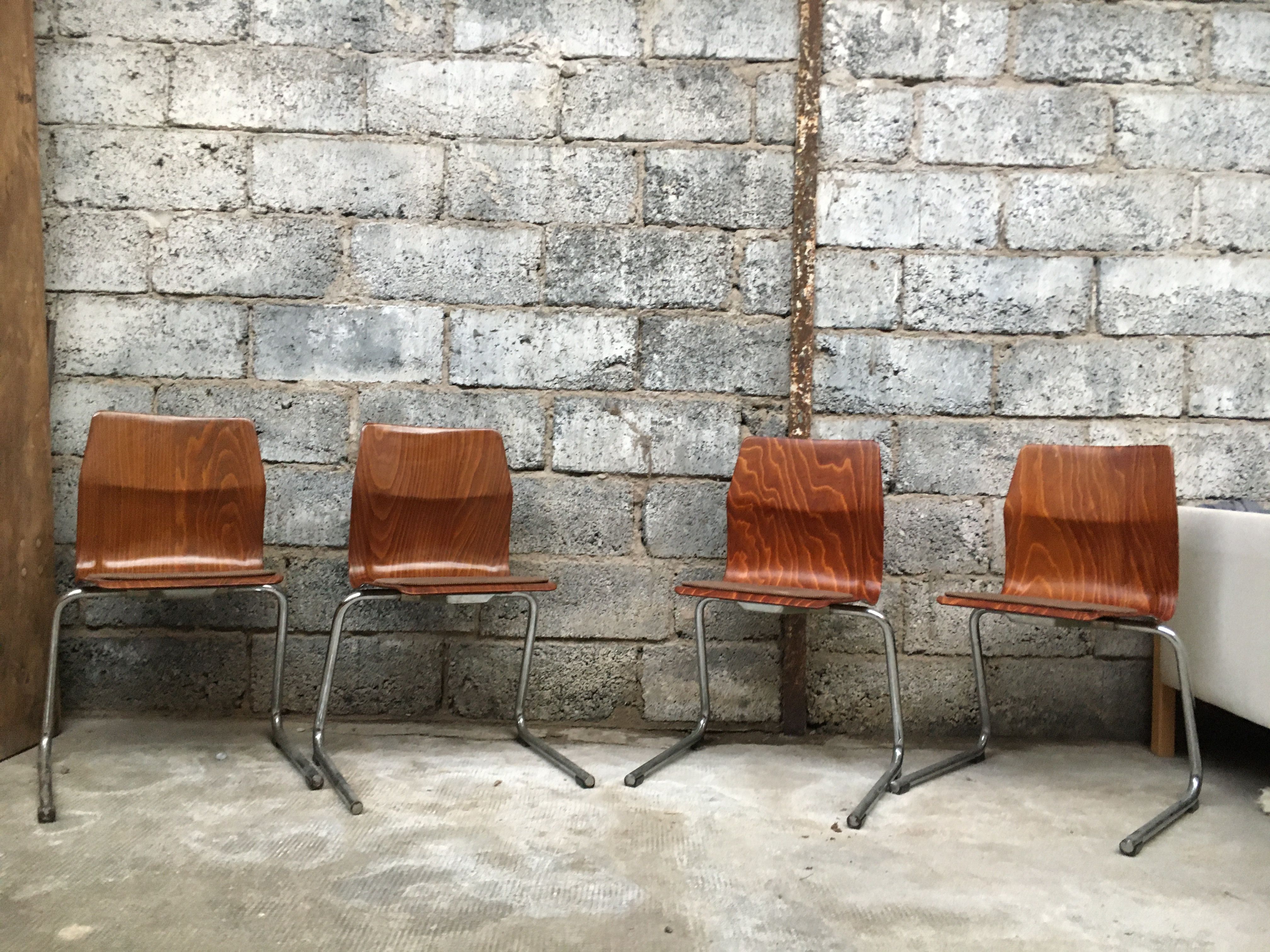 Series of 8 vintage retro stackable chairs FLOTOTTO PAGHOLZ by Adam Stegner 1960 1970