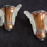 Exceptional pair of art deco wall lights by ezan france & copper metal
