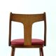 4 chaises de salle à manger en bois et tissu rose, Tchécoslovaquie, années 1960