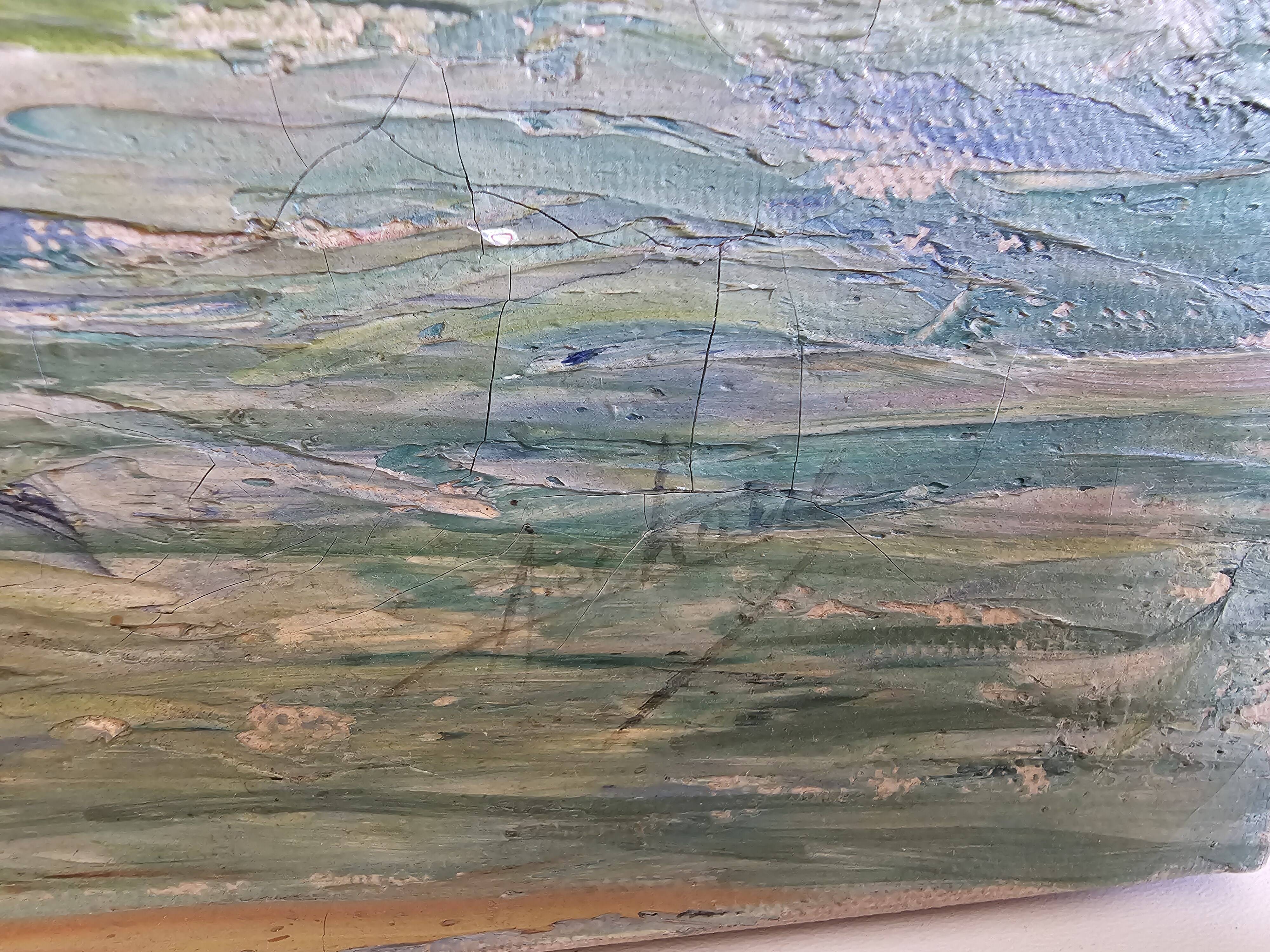 Oil on Canvas Marine Port of Martigues Signed (to be identified) Accid