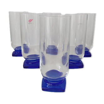 Set of 6 glasses with long drinks cobalt blue Bormioli Rocco Tnc2