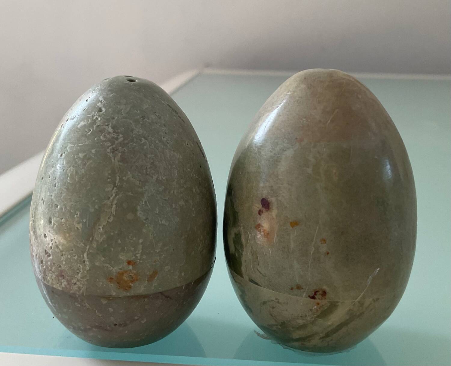 Vintage salt and pepper marble egg