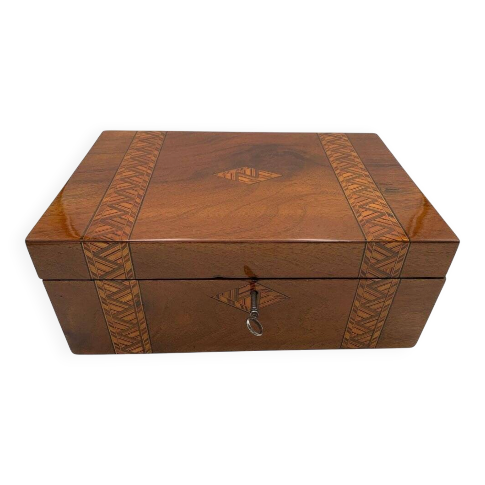 Writing Casket Box in Walnut with Inlays, England, Late 19th Century