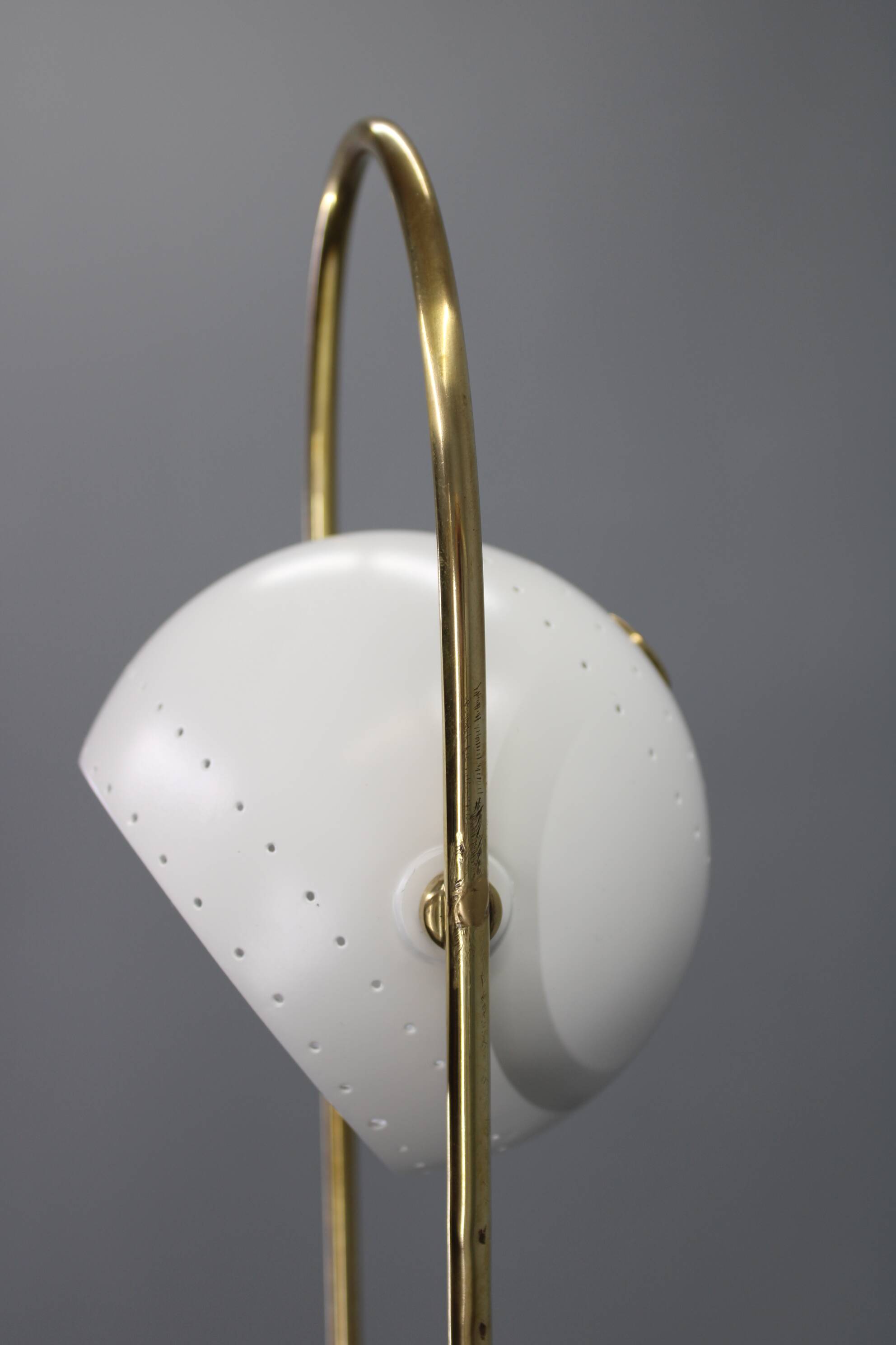 Rare Angelo Lelii adjustable Italian marble and brass floor lamp, 1952
