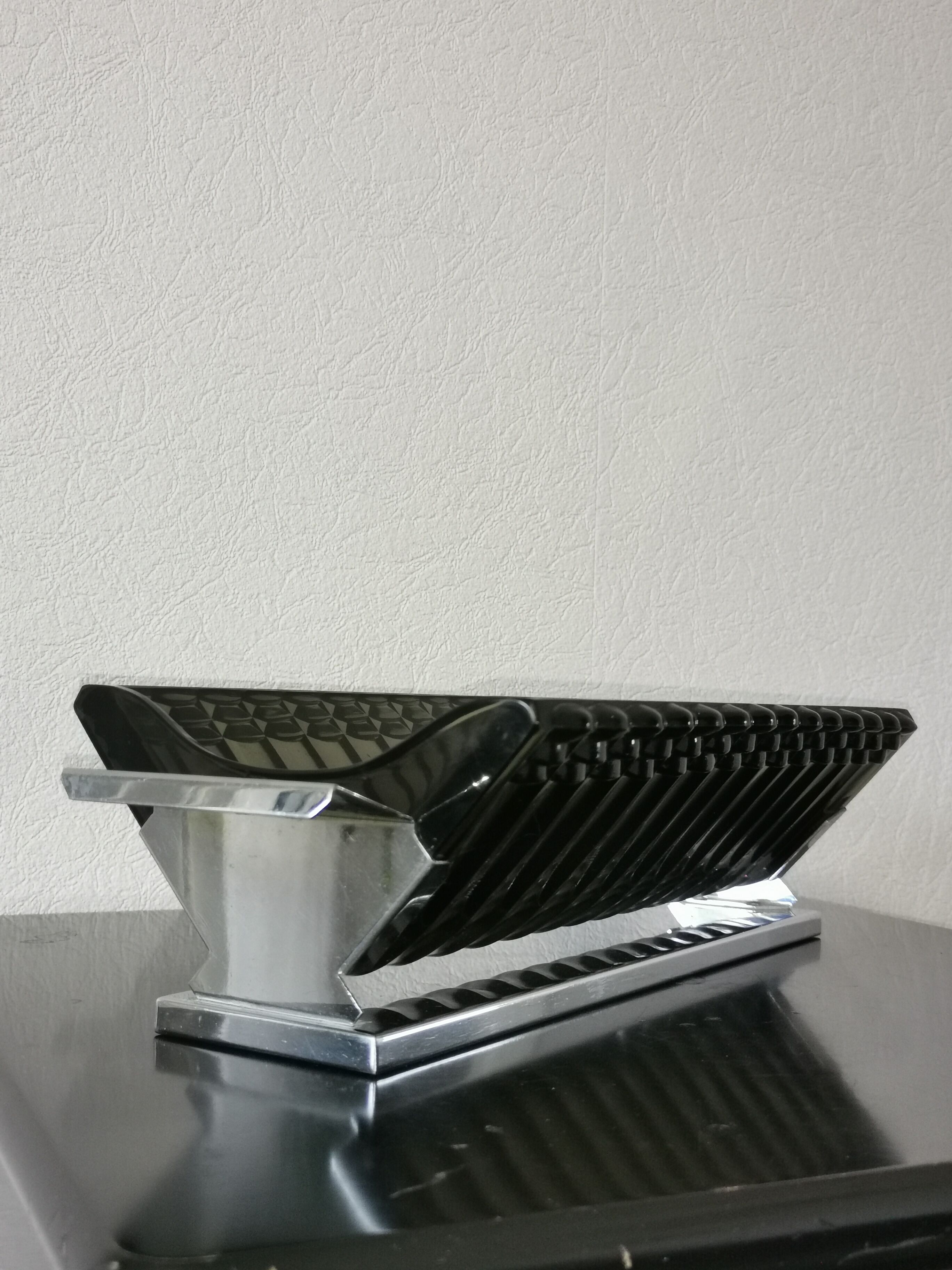 Large pocket in smoked glass and chrome steel, 1930