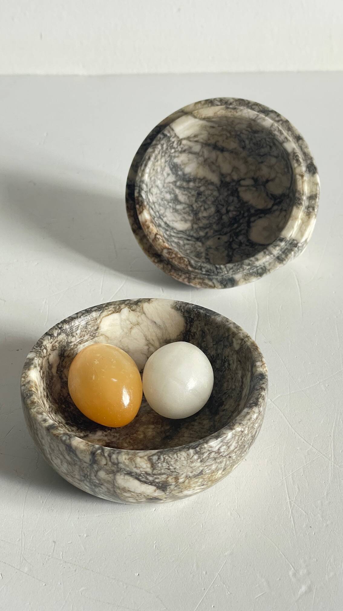 Vintage Marble Chicken with Eggs Sculpture