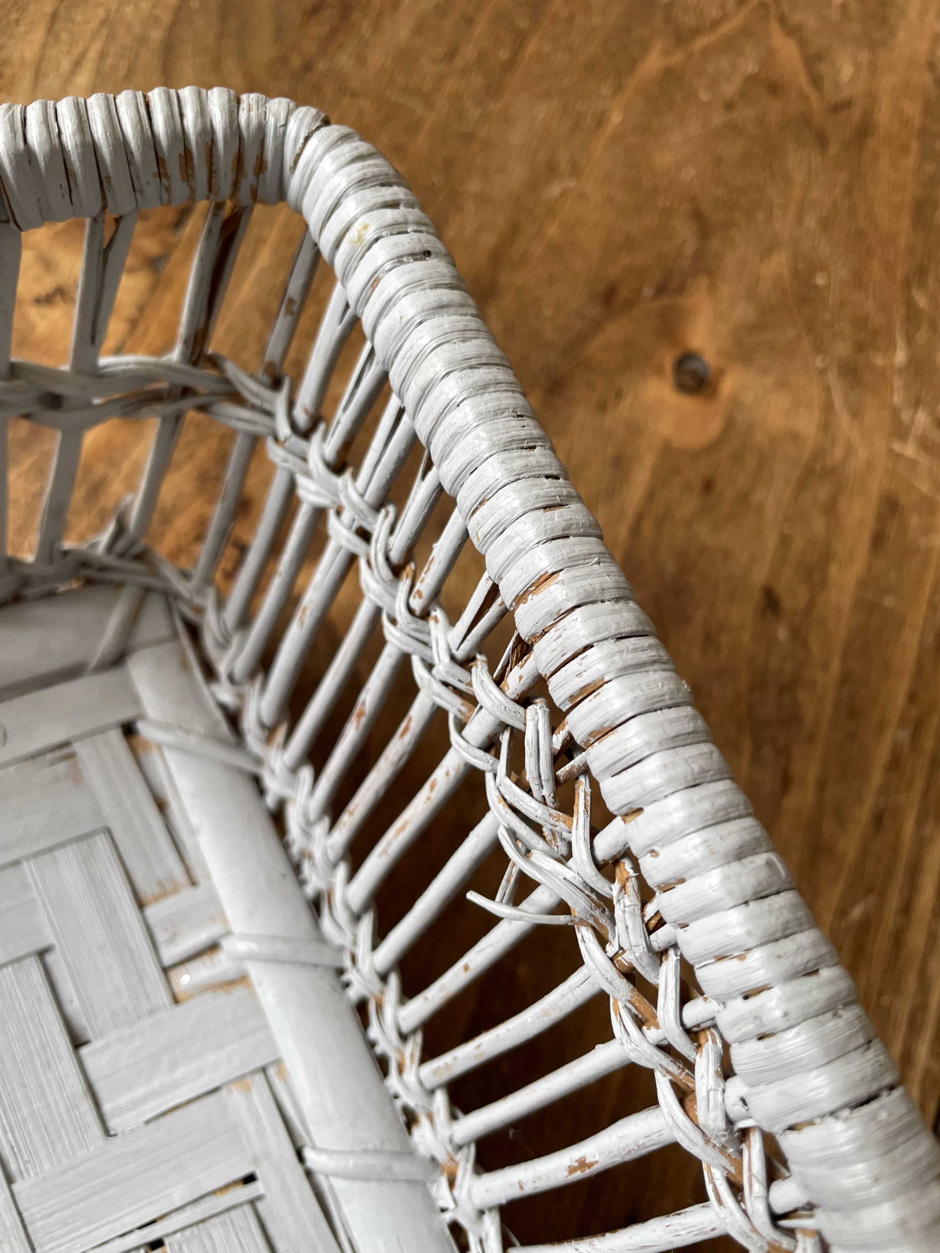 Bread basket, pocket emptying tray, storage box in grey rattan and wicker -