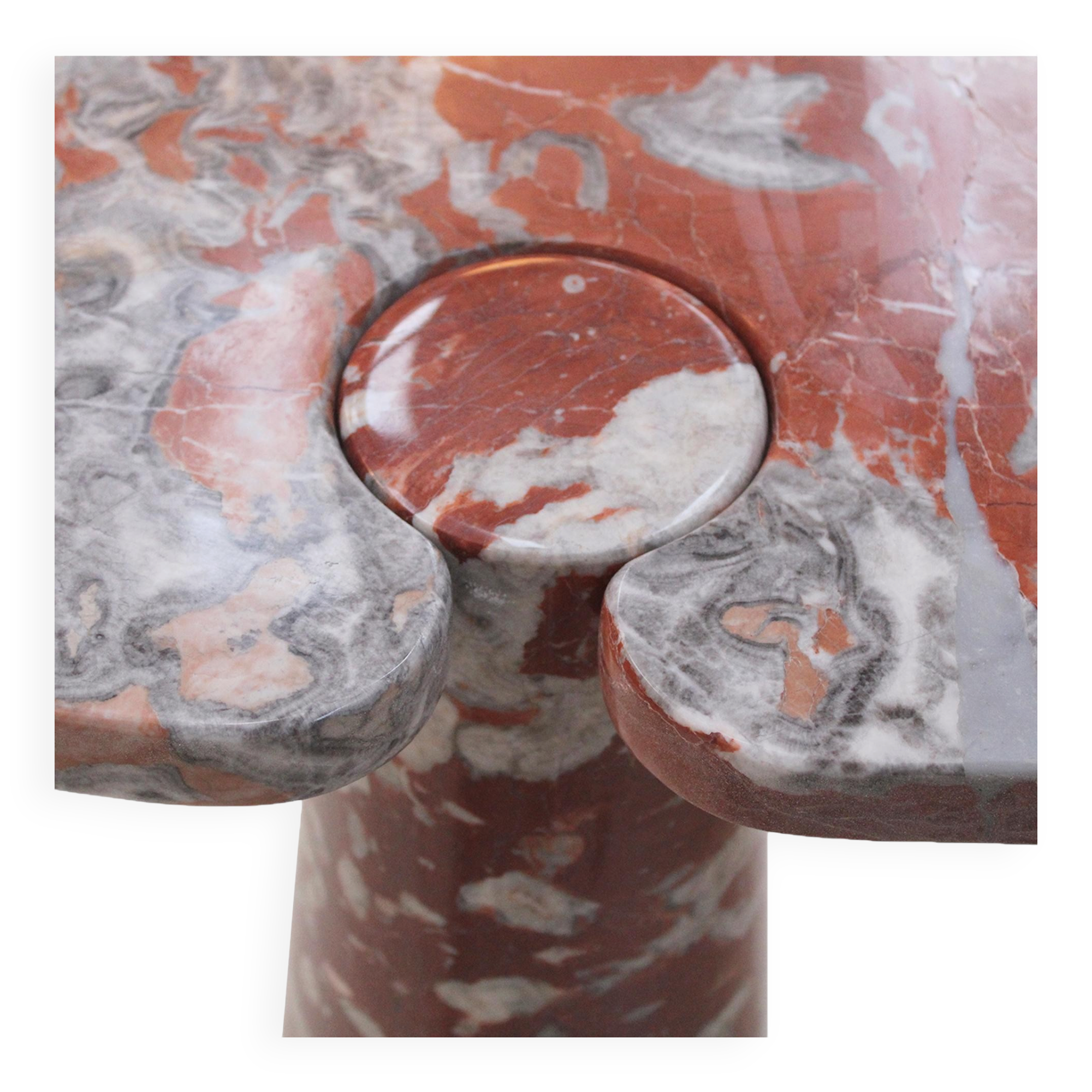 Mid Modern Angelo Mangiarotti Italian Eros Pair of Consoles tables in Red Marble