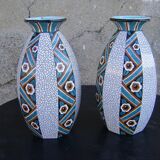 Pair of art deco earthenware vases from Sarreguemines