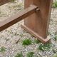 Brutalist antique bench in solid mahogany and solid oak