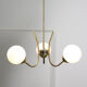 Italian Mid-century Brass and Opaline Glass Chandelier