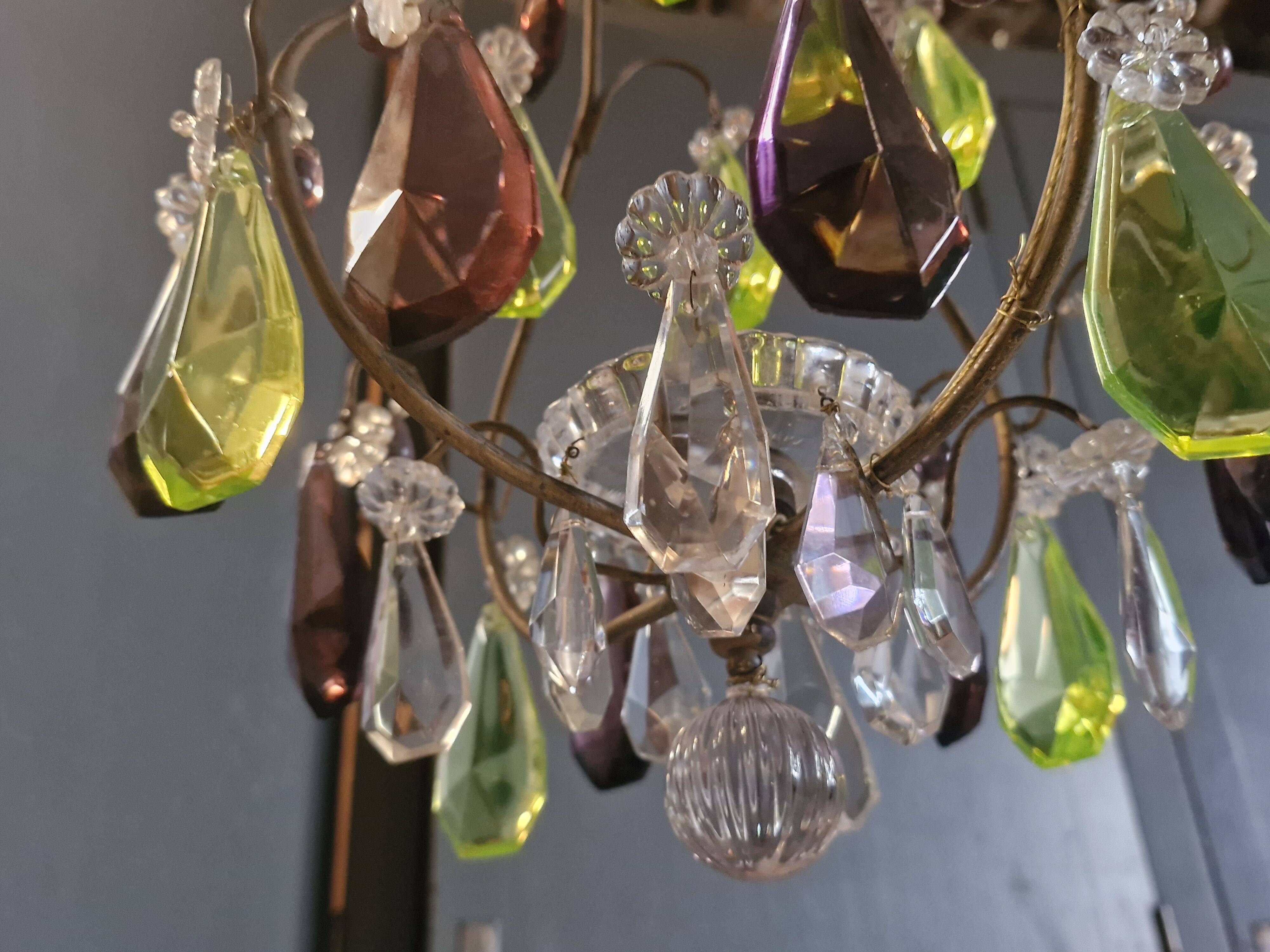 Small crystal boudoir chandelier - 1 light Bobeche signed Baccarat Epoque