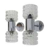 Pair of double wall sconces Space Age. Chrome metal 70.