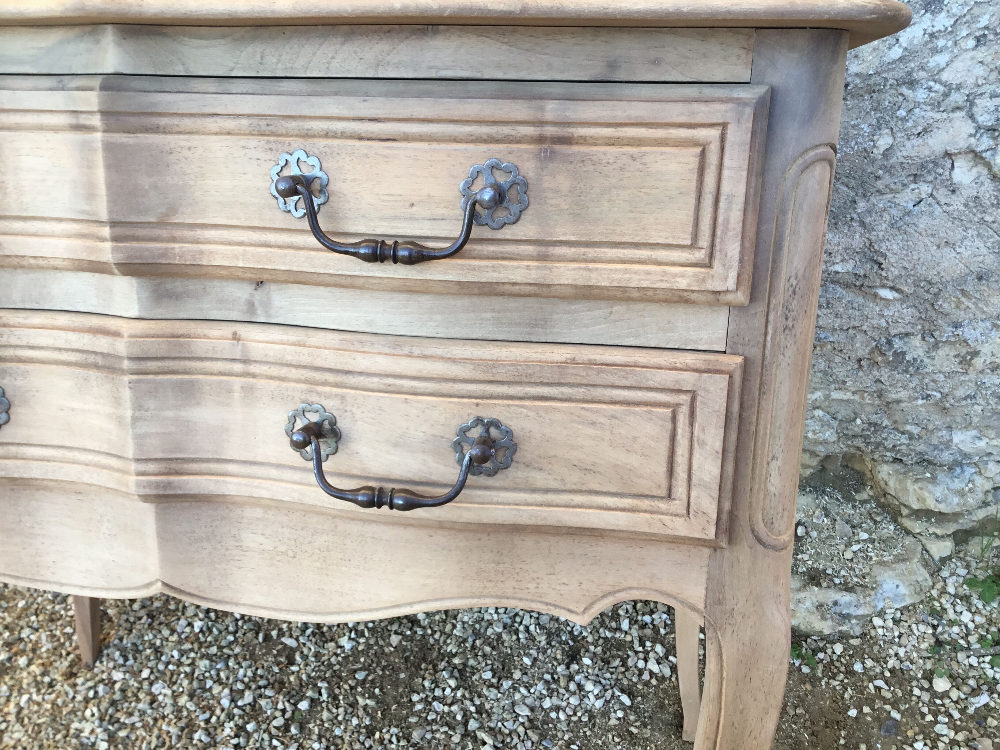 Louis XV style walnut chest of drawers stripped