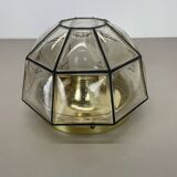 Ceiling Light "Iron Rings" made of Brass and Glass by Glashütte Limburg, Germany, 1970s