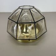Ceiling Light "Iron Rings" made of Brass and Glass by Glashütte Limburg, Germany, 1970s