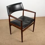 Danish Rosewood and Leather Office Chair by Erik Worts 1960.