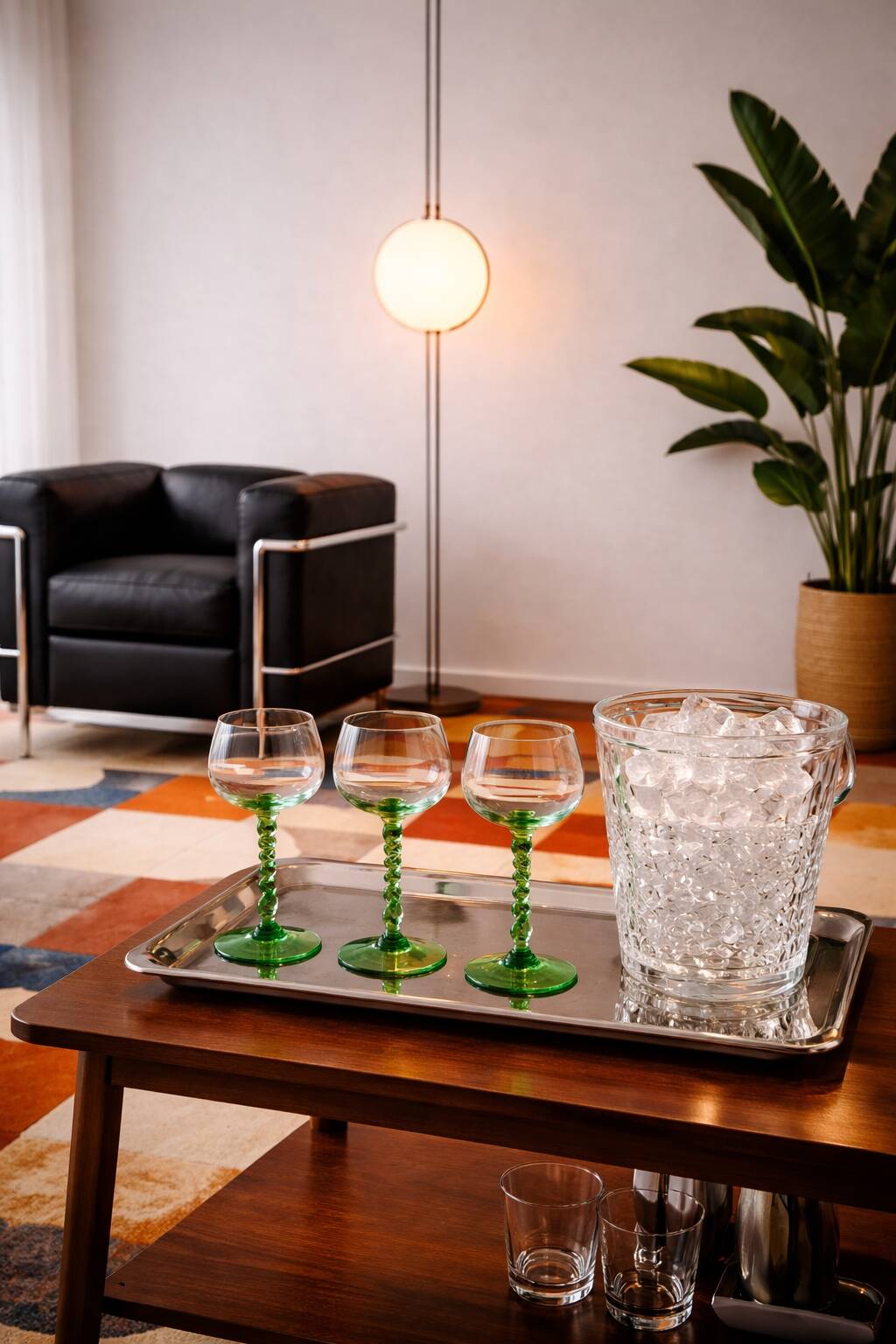 Twisted stem white wine glasses from Alsace