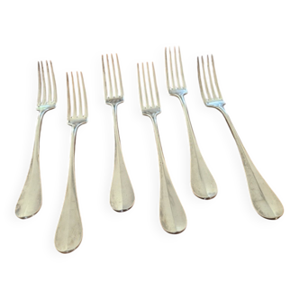 Christofle, Paris - Set of 6 table forks - Fidélio/Baguette model with medallion back