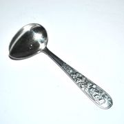 Vintage silver-plated metal porridge spoon, Donald Duck cutlery for children