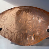 Art Deco wall lamp (1930) with rose patterns in molded pressed glass