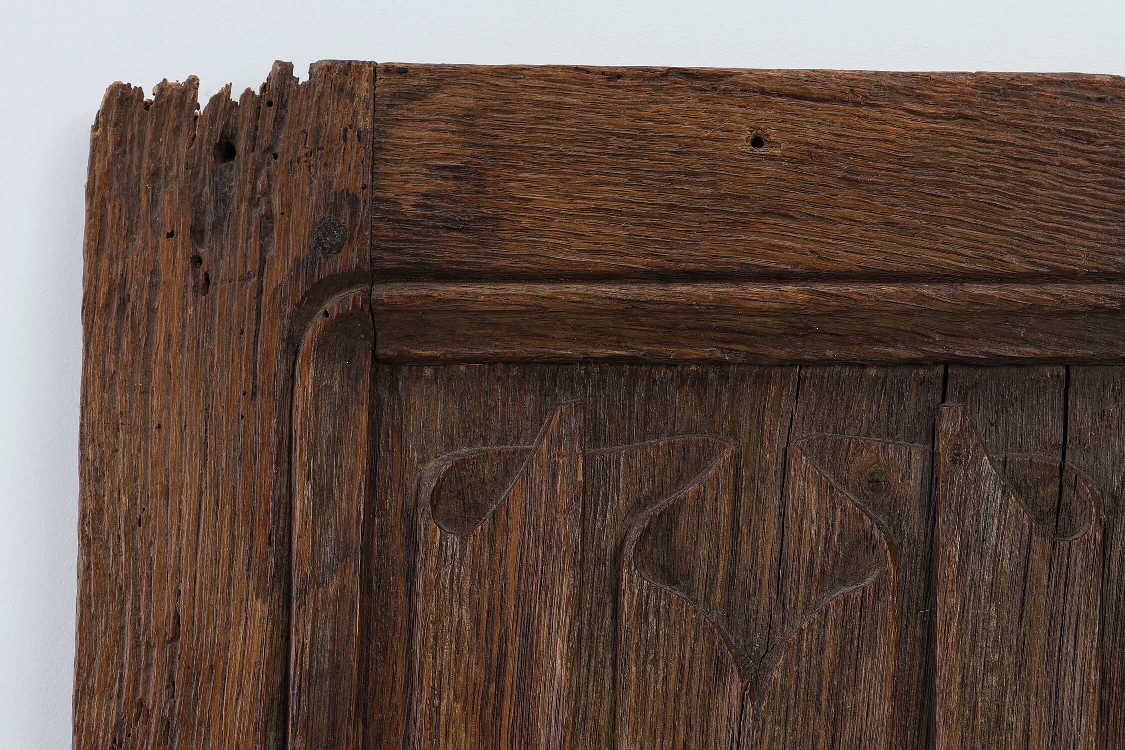 Early 16th Gothic century carved oak relief panel, France