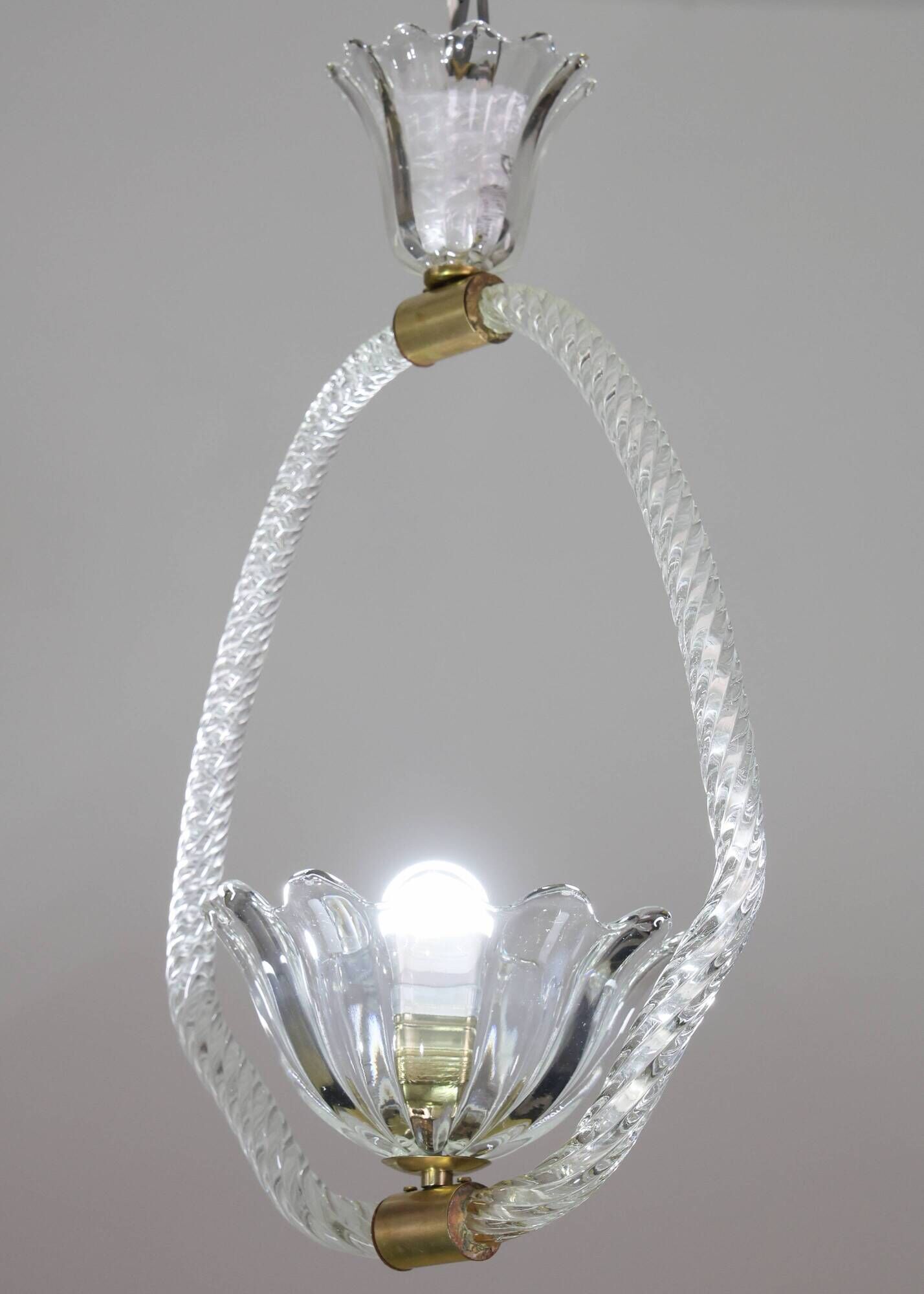 Petite Art Deco Pendant Chandelier by Ercole Barovier, 1940s