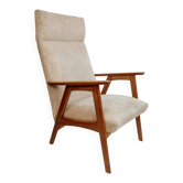 Vintage teak armchair, 1960s - Beige upholstery
