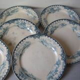 Lot de 8 anciennes grandes assiettes Dépôt E. Bourgeois Paris en faïence 23 cm