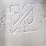 Old sheet linen embroidery monogram day curtain fabrics