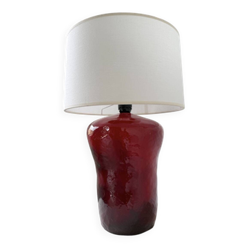 Lampe de table céramique rouge années 70