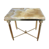 Table bout de canapé  laiton marbre