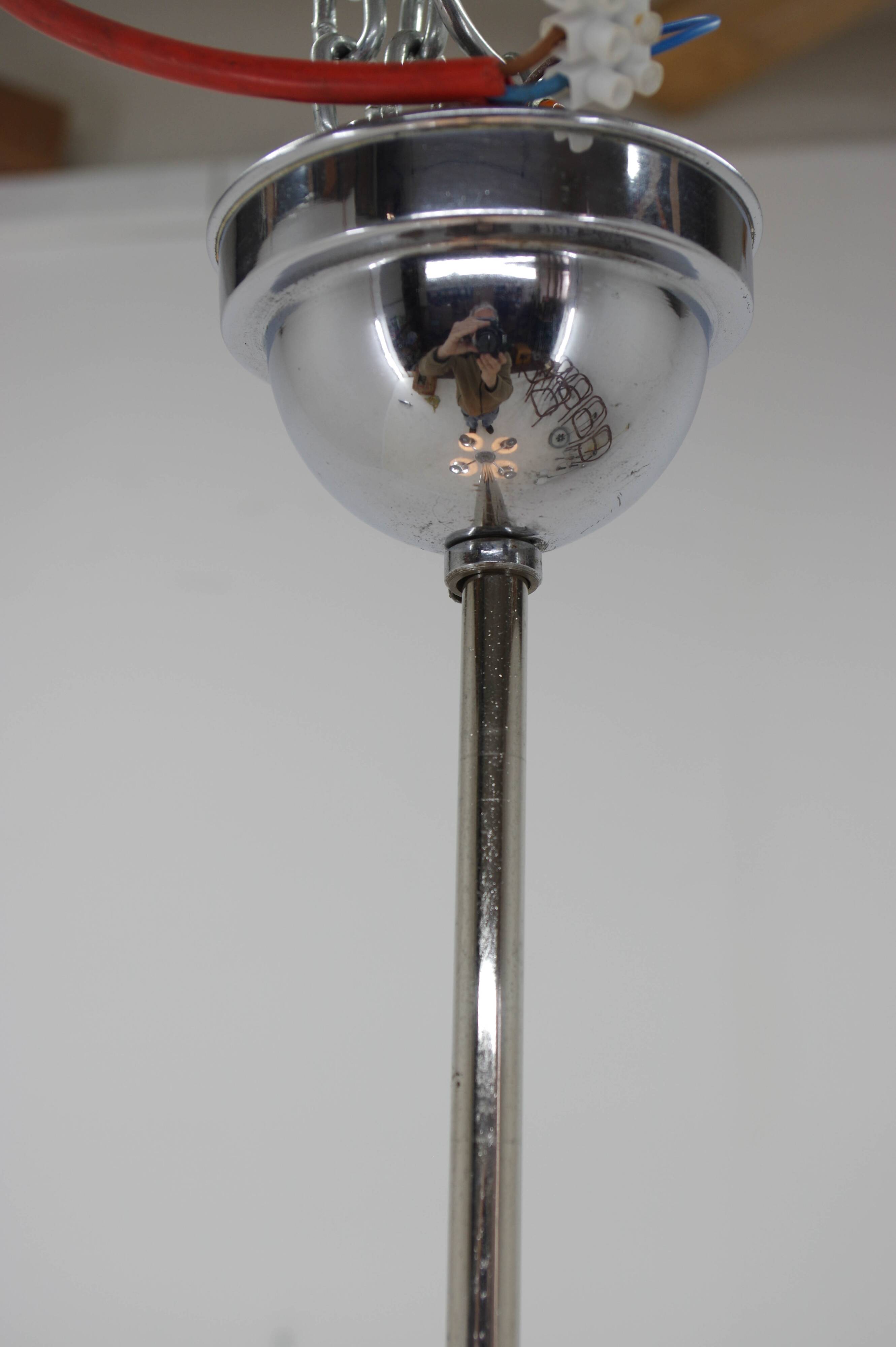 Murano Glass & Chrome Chandelier, Italy, 1970s