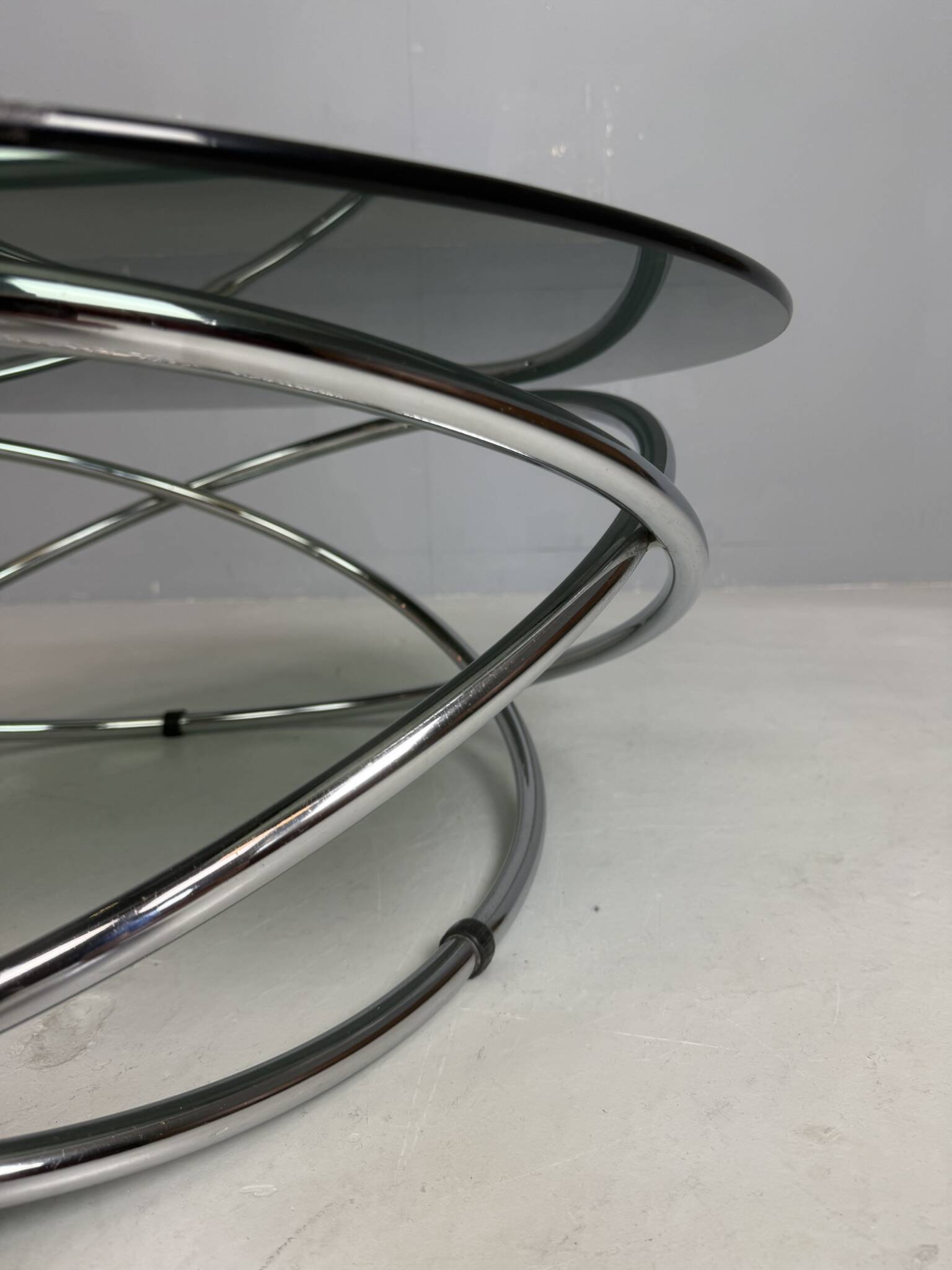Mac chrome and smoked glass Coffee Table from Miniforms, Italy, 1970s
