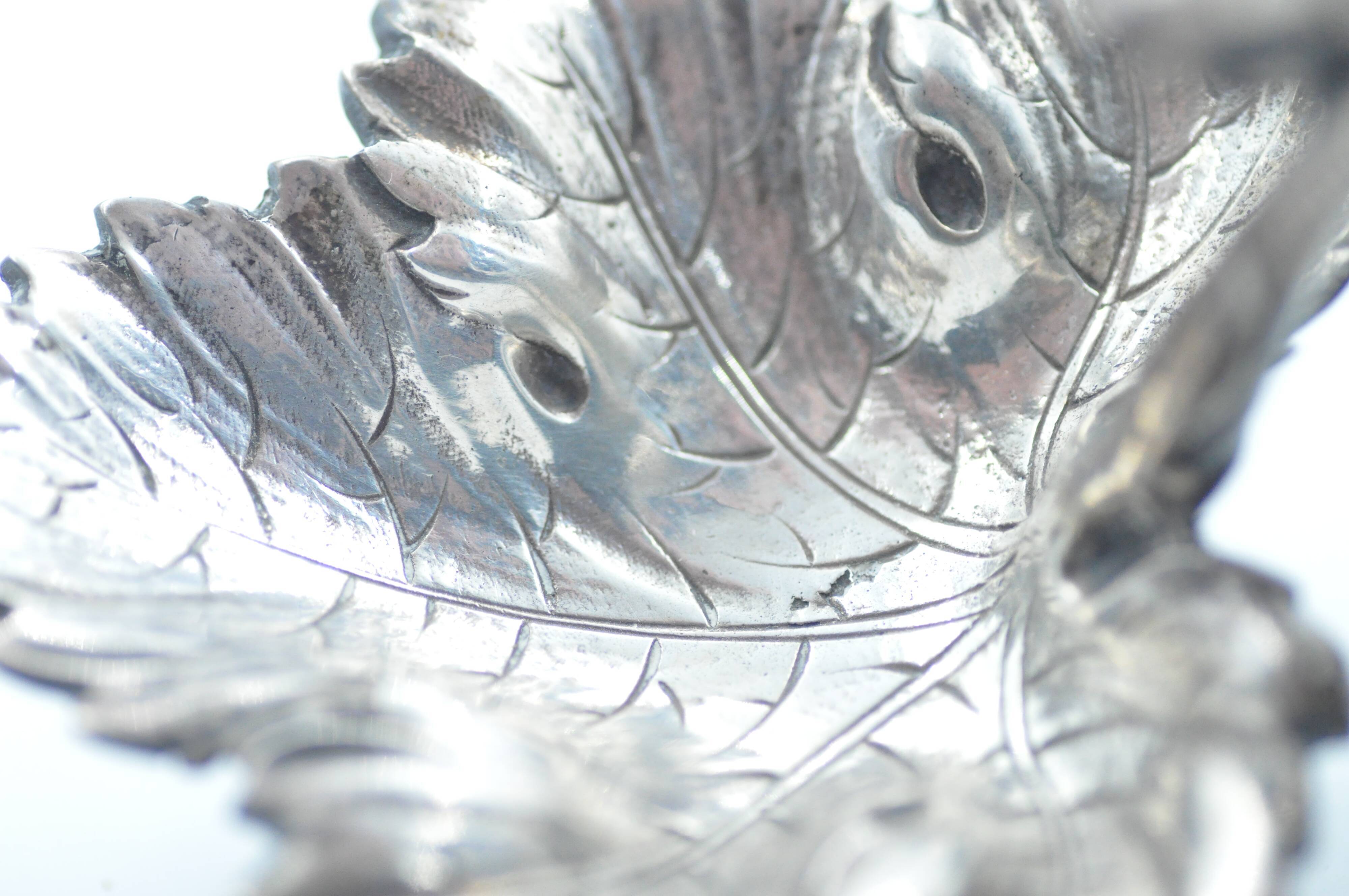 Old solid silver saleron, hallmarks from Spain, art nouveau, collection