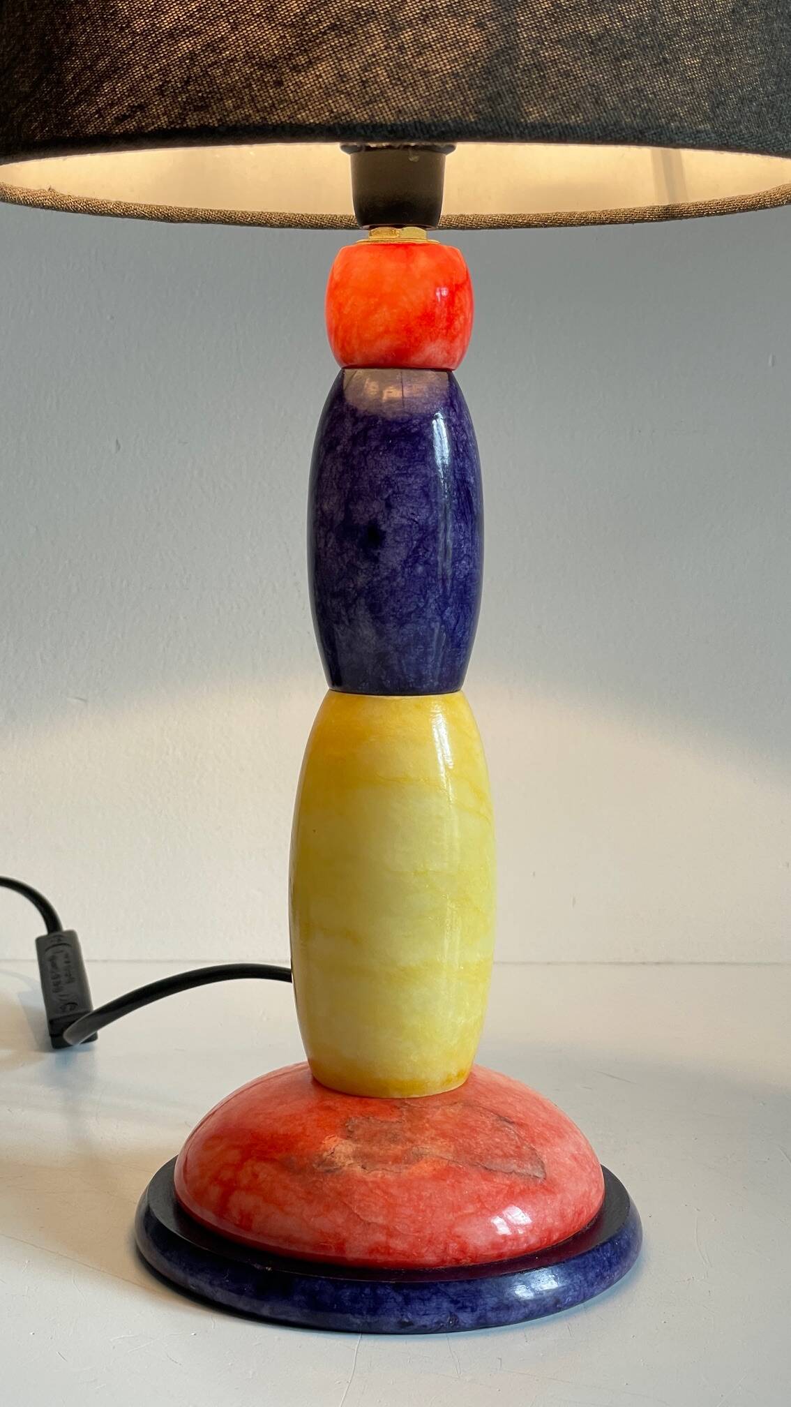 ALABASTER STONE LAMP Blue, Yellow and Red 80s