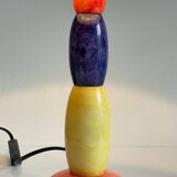 ALABASTER STONE LAMP Blue, Yellow and Red 80s
