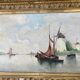 Tableau Marine Xix - Landscape of Mills and Boats - Signed E. Vannier