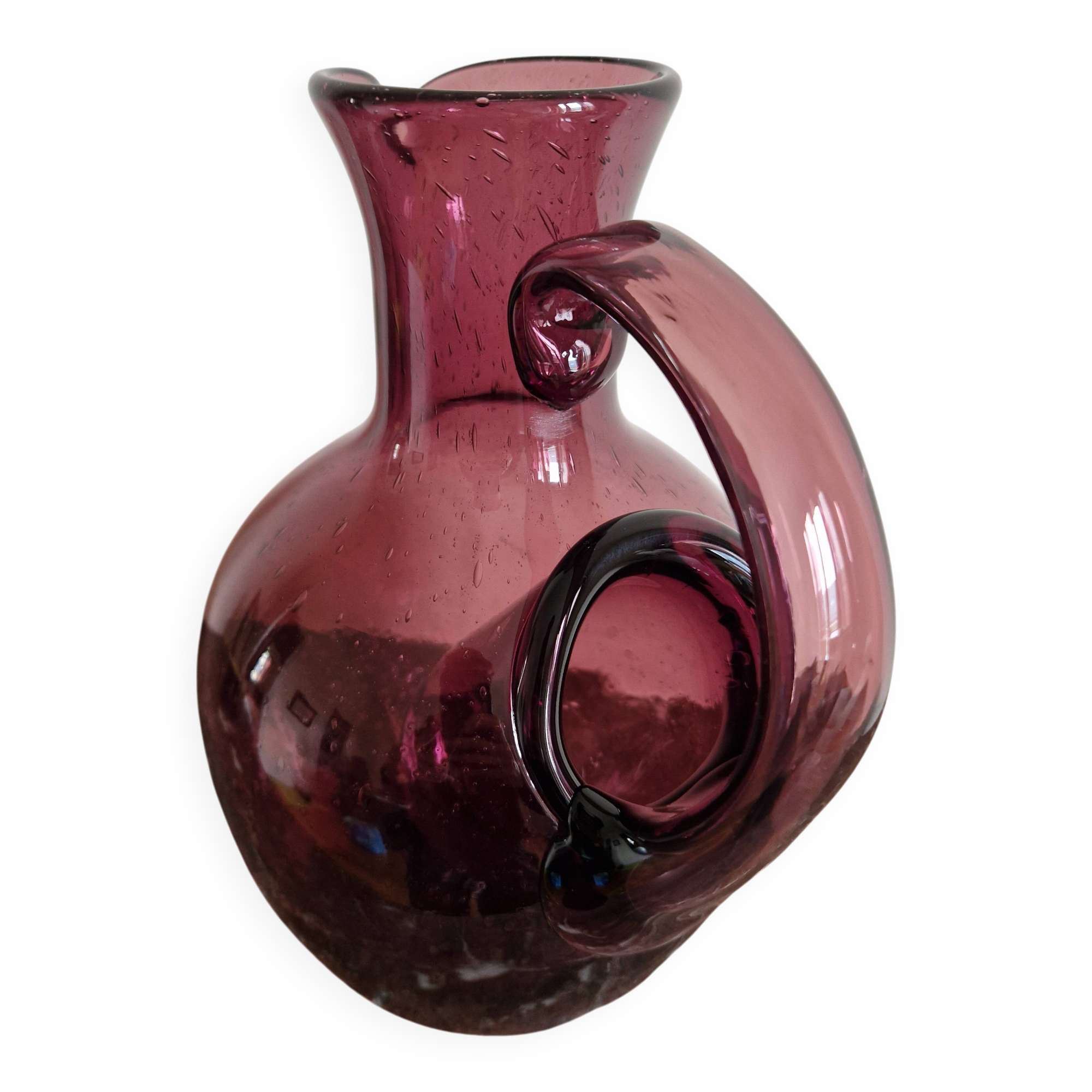 Amethyst blown glass bubble ice carafe Biot
