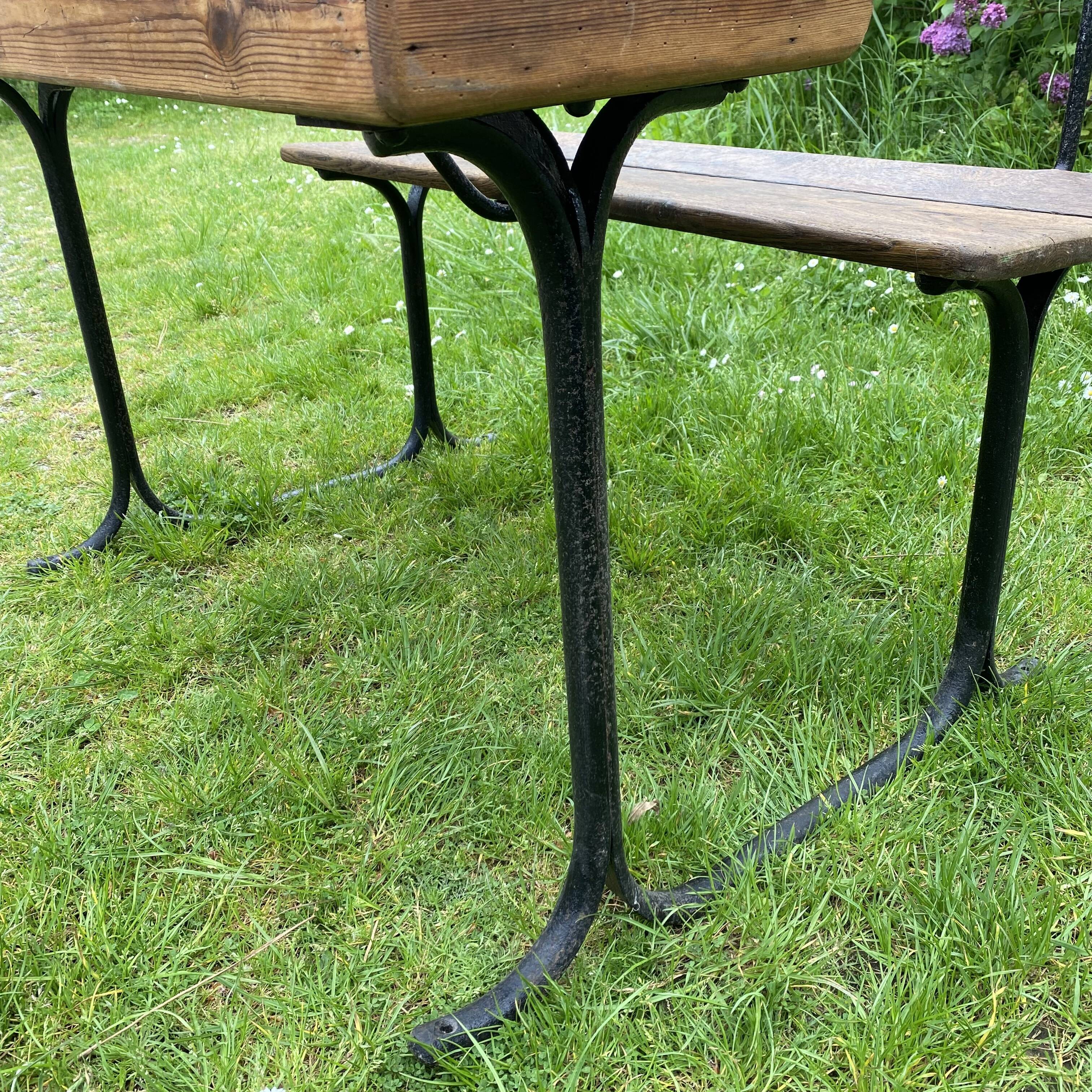 Old school desk in wood and cast iron