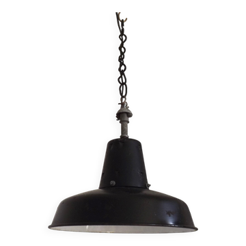 Atelier de pendentif émaillé “reflecto-lux” lampe suspendue, france des années 1950