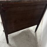 Transitional style commode with a protruding front, in marquetry wood, 20th century.