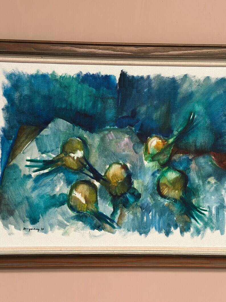 Original Swedish Oil on Canvas – "Abstract Composition" by Bergengren – Signed – Dated 1970 – Framed – 69 × 54 cm (27.2" × 21.3")