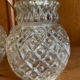 2 baladeuses suspensions en verre moulé vintage