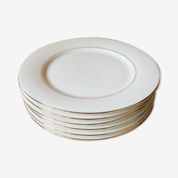 6 assiettes en porcelaine liseret doré