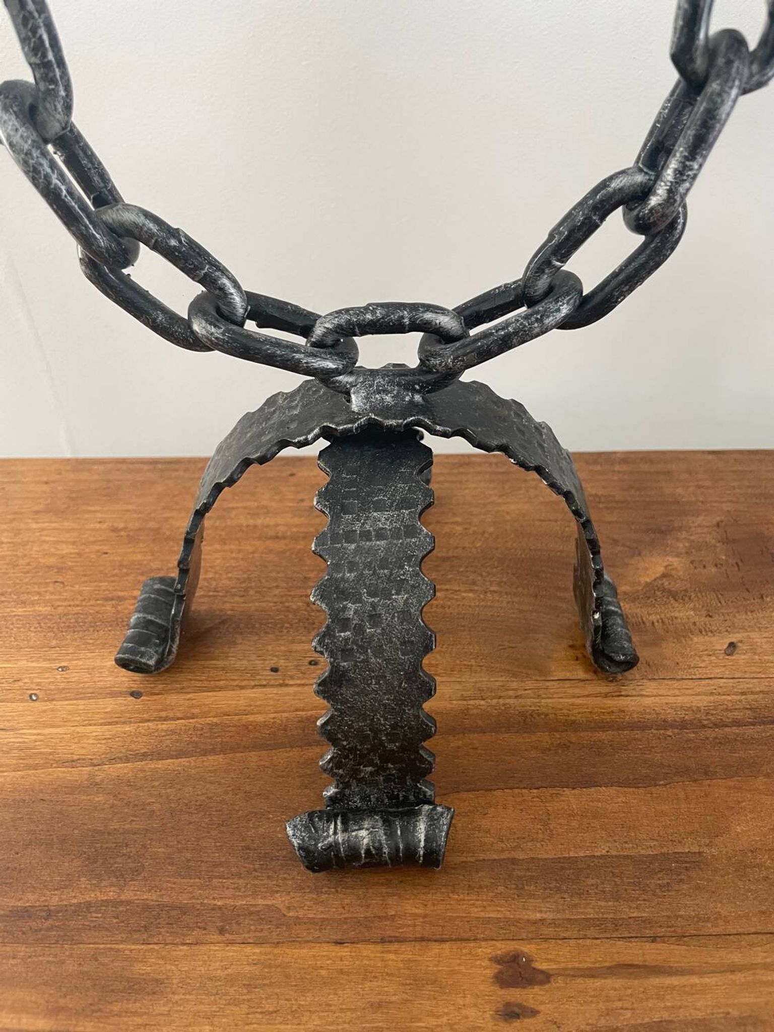Pair of large wrought iron candlesticks 1950