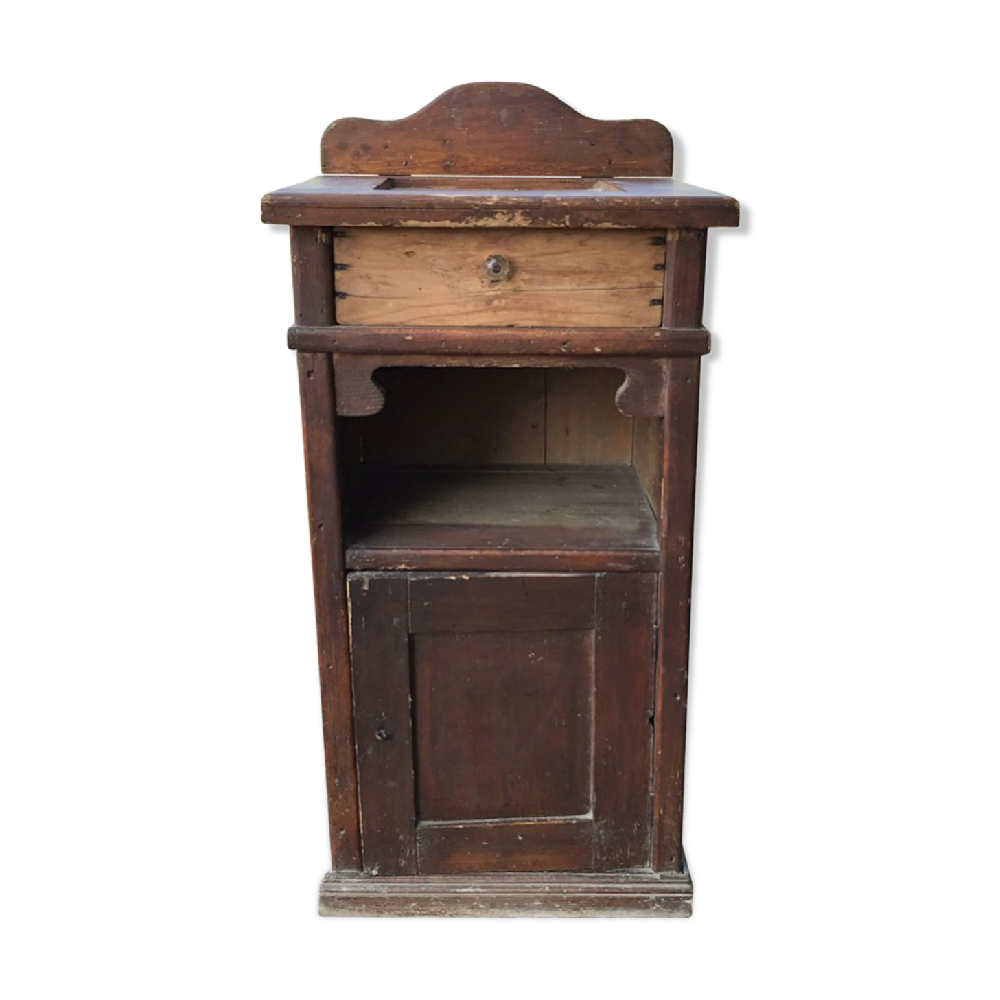 Table de nuit en pin, vers les années 1900